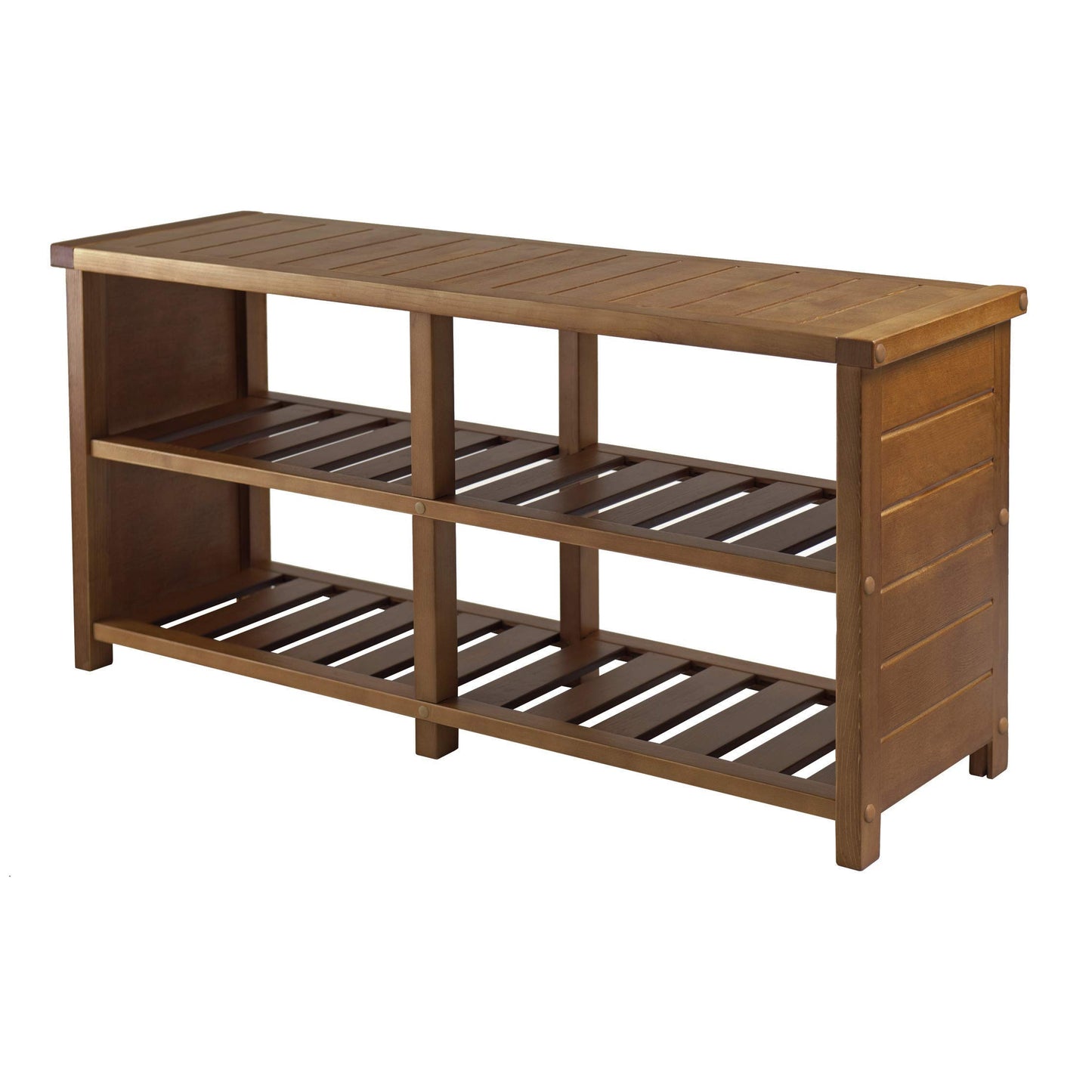 BENCH | Ergode Keystone Shoe Bench | Shoe Organizer with Top Seat & Divided Shelves | Teak Finish | 38.43W x 11.81D x 18.27H | 200 lbs Capacity | casafoyer.myshopify.com