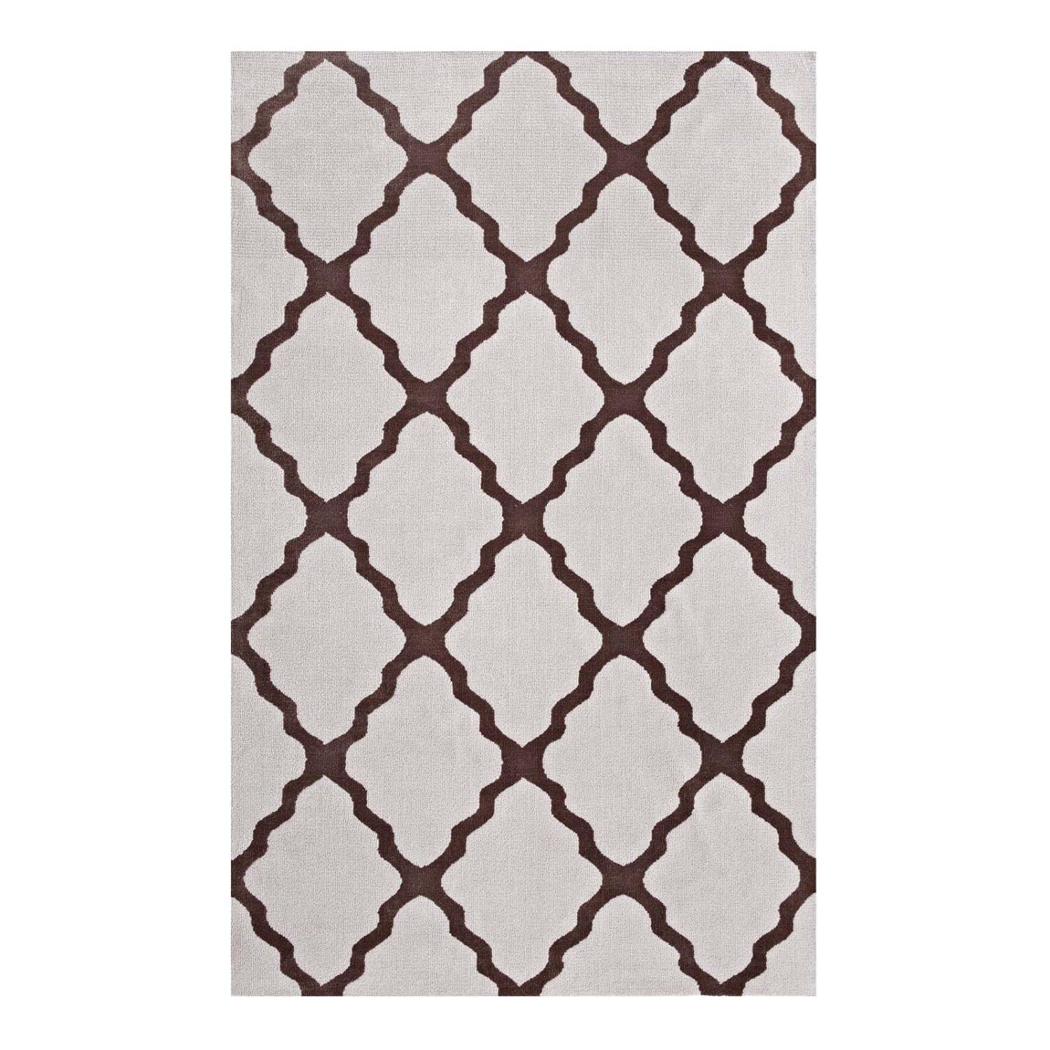 Carpet & Rugs | CasaFoyer Marja Moroccan Trellis Area Rug | Soft Polyester Microfiber | Luxurious Plush Texture | Stain-Resistant | Non-Shedding | Jute Fabric Bottom | 8x10 | Brown and Gray | casafoyer.myshopify.com