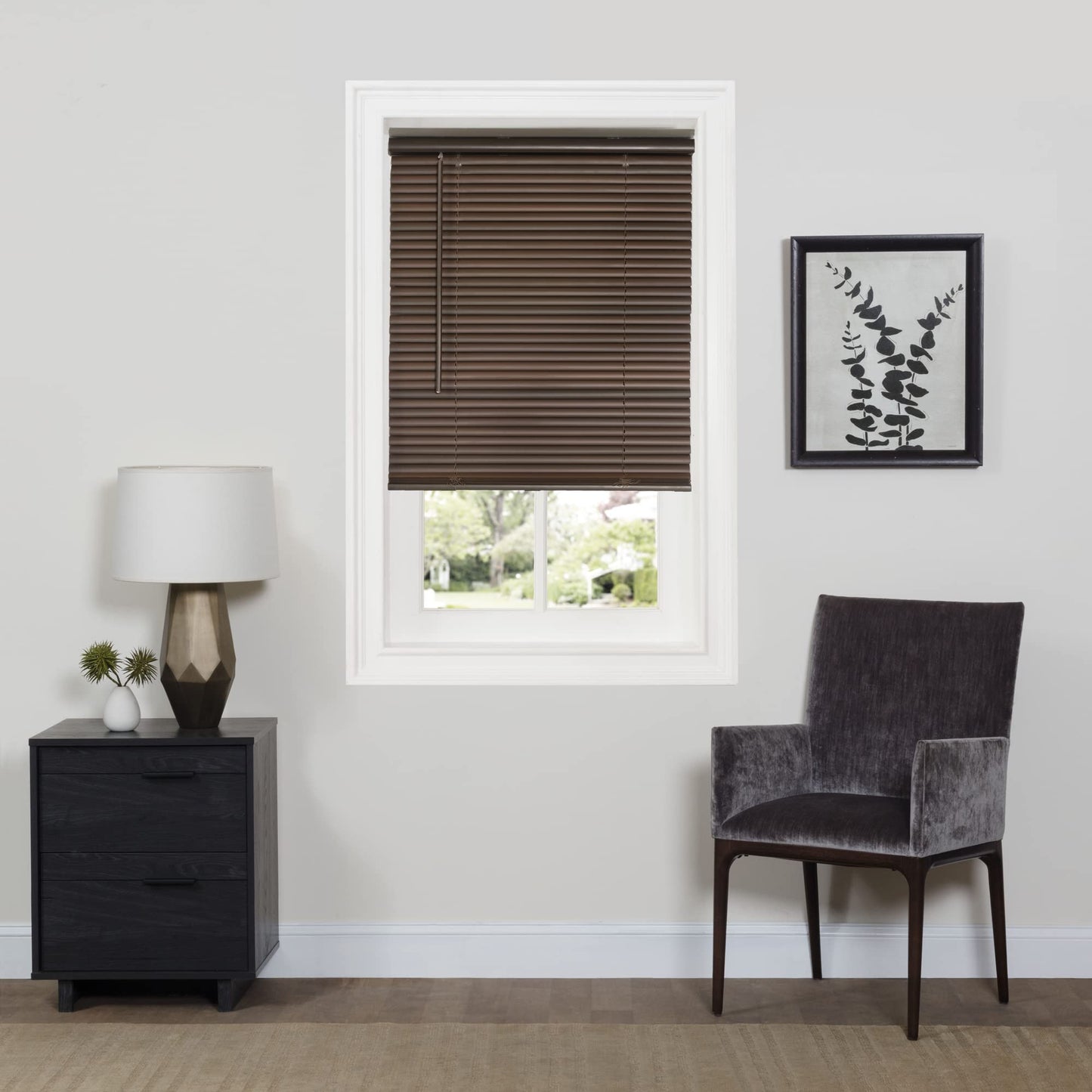 window treatment horizontal blinds | CasaFoyer Cordless GII Deluxe Sundown 1 Blind | Room Darkening | PVC | Tilt Wand | Cordless Lift | Easy Installation | 29x64 Mahogany | casafoyer.myshopify.com