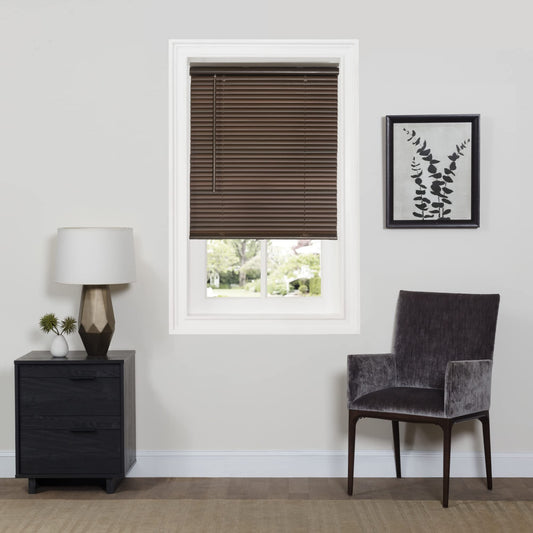 window treatment horizontal blinds | CasaFoyer Cordless GII Deluxe Sundown 1 Room Darkening Blind | Durable PVC | Child & Pet Safe | Easy Installation | Mahogany | 27x64 | casafoyer.myshopify.com