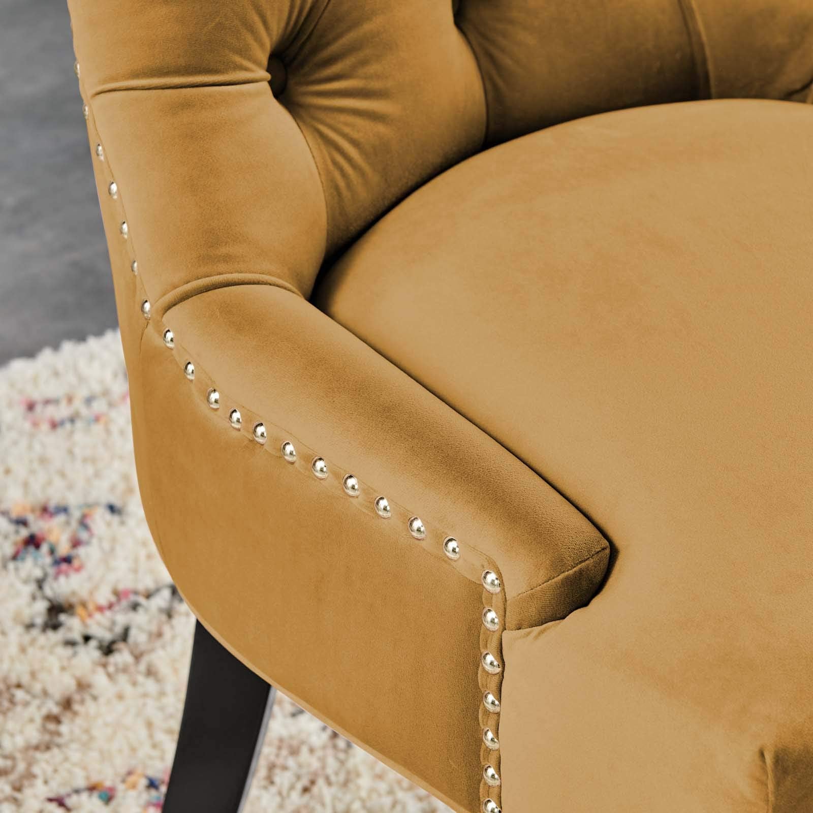 home office desk chairs | CasaFoyer Elegant Regent Tufted Button Upholstered Velvet Dining Chair | Set of 2 | Cognac | casafoyer.myshopify.com