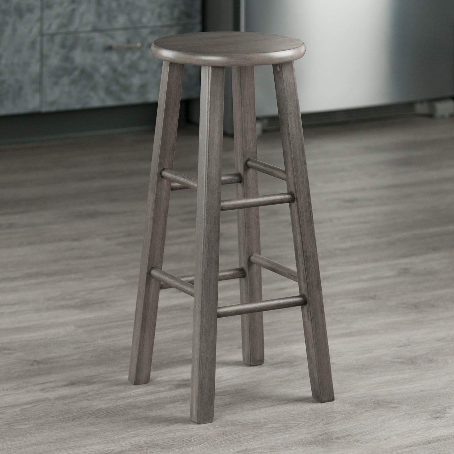 STOOL_SEATING | CasaFoyer  Wood Ivy Bar Stool | Farmhouse Charm | Weathered Finish | Stable & Comfortable | 220lbs Capacity | Versatile Stand/Side Piece | Rustic Gray | casafoyer.myshopify.com