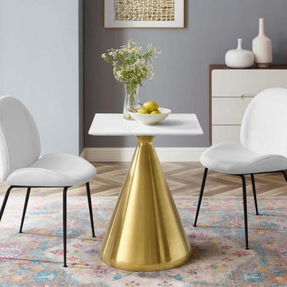 patio dining tables | CasaFoyer Tupelo 24 Square Dining Table | Modern Style with Mid-Century Charm | Sturdy Gold Metal Base | Easy-to-Clean White Coating | Non-Marking Ring | Assembly Required | casafoyer.myshopify.com