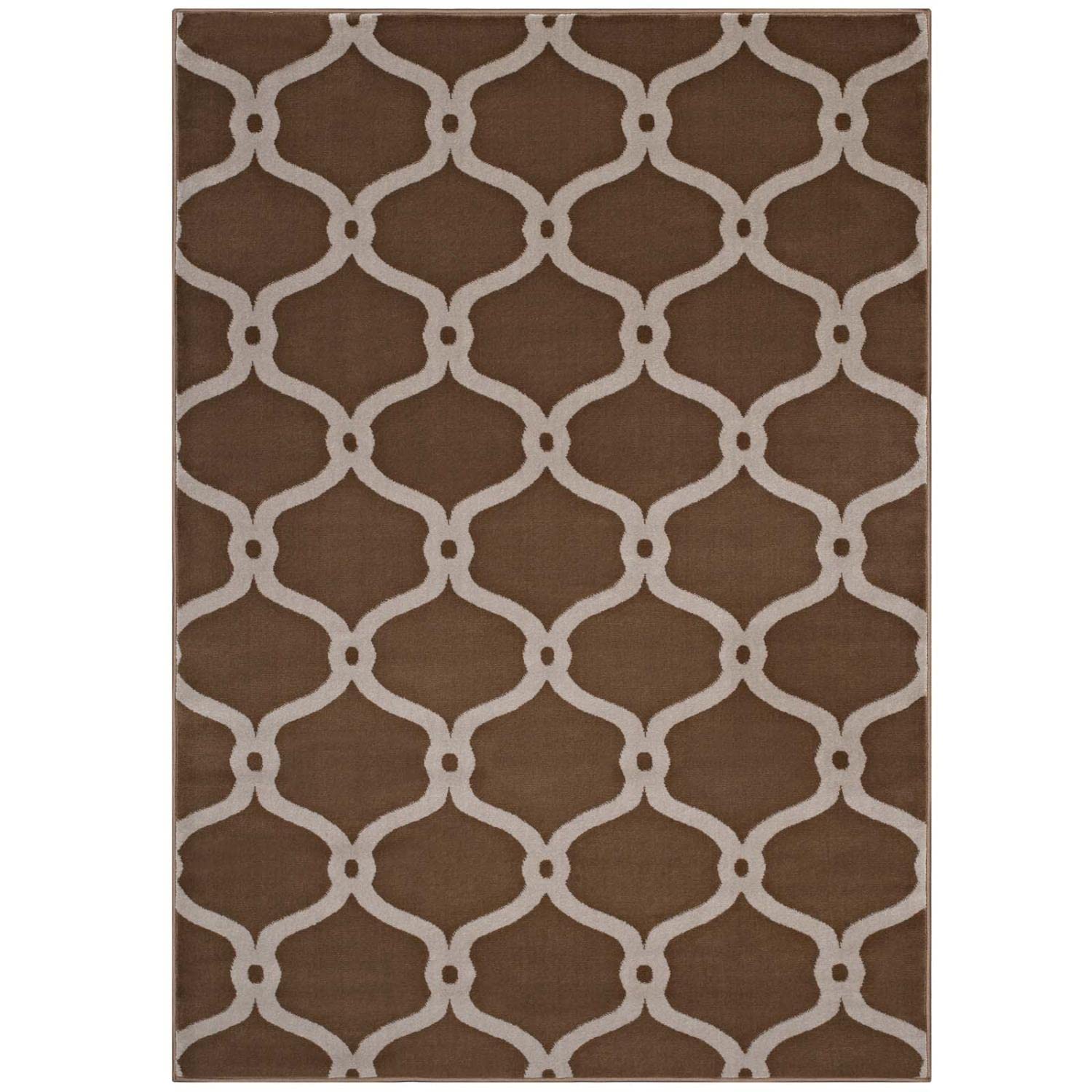 Carpet & Rugs | CasaFoyer Beltara Chain Link Transitional Trellis Area Rug | Durable, Stain Resistant | 8x10 | Dark Tan & Beige | casafoyer.myshopify.com