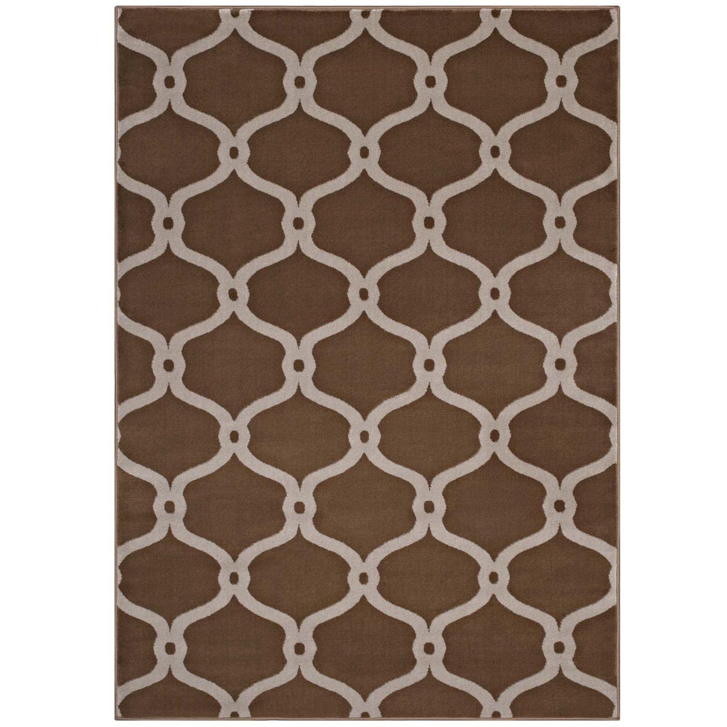 area rugs | CasaFoyer Beltara Chain Link Transitional Trellis Area Rug | Durable | Stain-Resistant | Easy to Maintain | 5x8 Dark Tan/Beige | casafoyer.myshopify.com