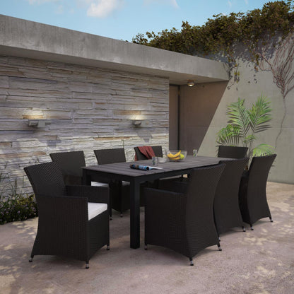 Patio Furniture Sets | Junction Outdoor Patio Dining Furniture Set | 9 Piece | Brown White | Synthetic Rattan | Weather-Resistant | Fully Assembled | casafoyer.myshopify.com
