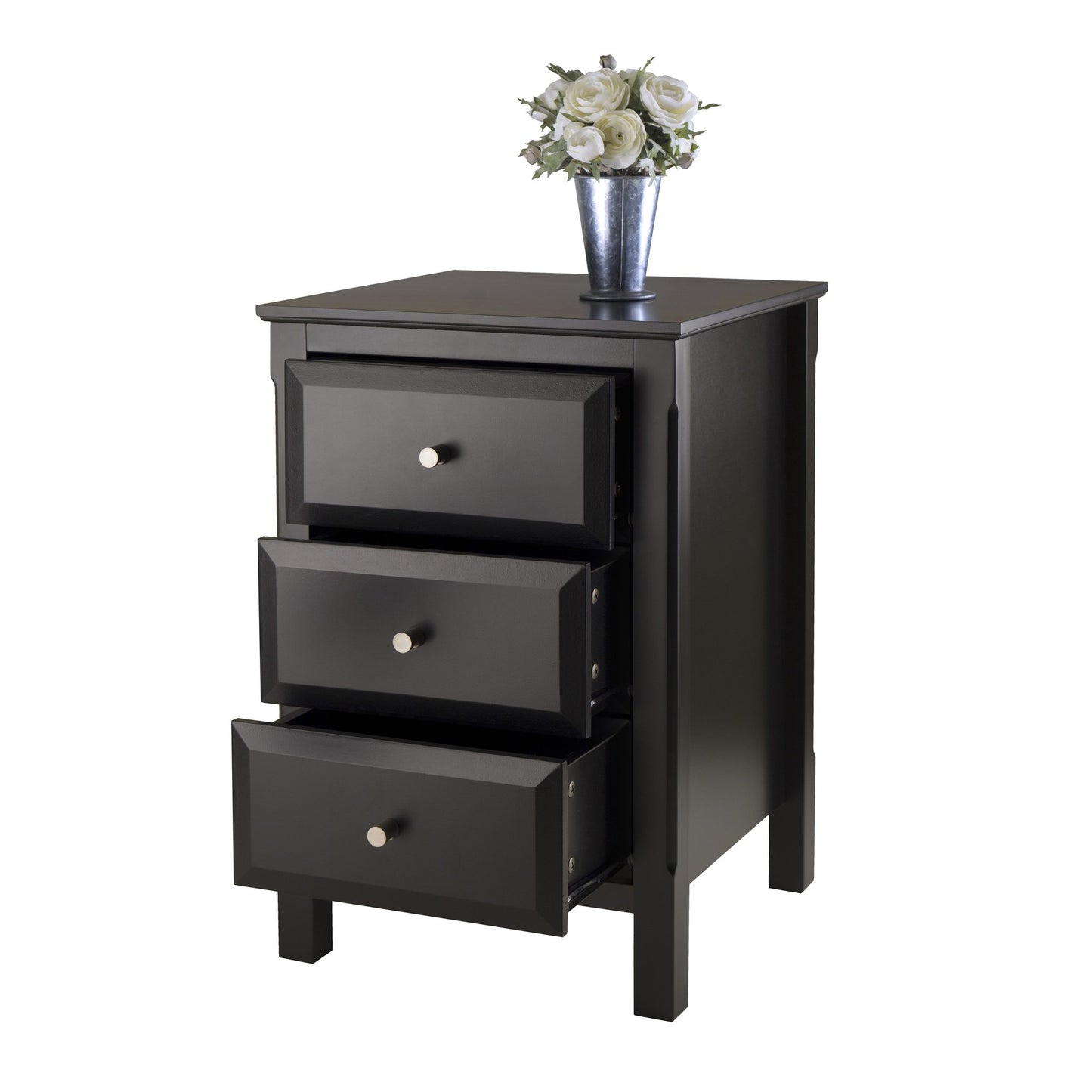 TABLE | Ergode Timmy Night Stand | Versatile Bedroom/Side Table | 3 Drawers | Composite Wood | Sleek Black Finish | 15.75W x 16.6D x 23.6H | casafoyer.myshopify.com