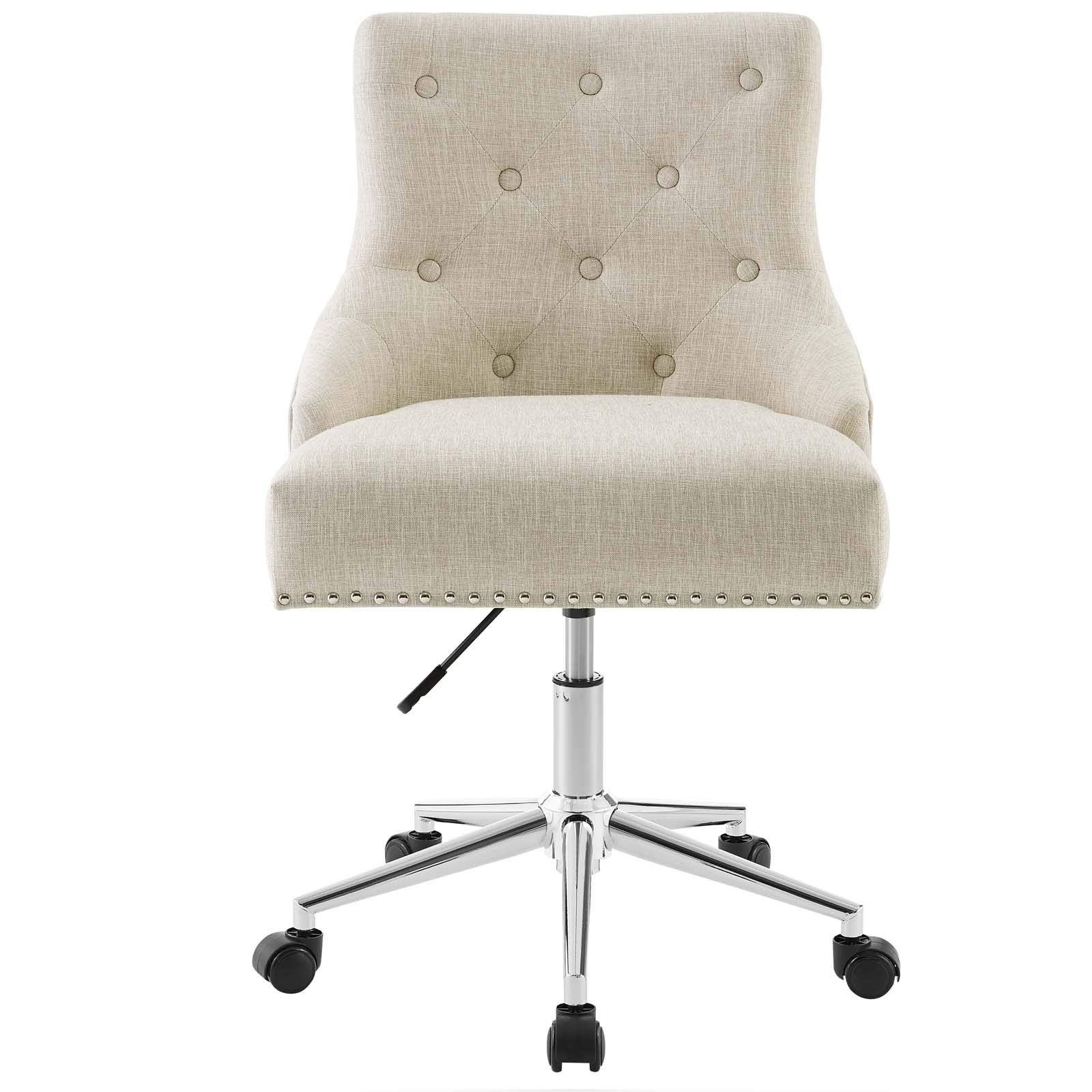 Chair | Regent Button Tufted Upholstered Fabric Swivel Office Chair | Timeless Elegance & Comfort | Metal Nailhead Trim | Padded Back & Seat | Chrome Base | 360 Swivel & Height Adjustment | Supports up to 287 lbs | casafoyer.myshopify.com