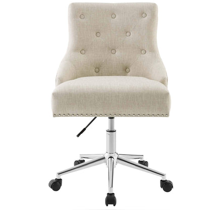 Chair | Regent Button Tufted Upholstered Fabric Swivel Office Chair | Timeless Elegance & Comfort | Metal Nailhead Trim | Padded Back & Seat | Chrome Base | 360 Swivel & Height Adjustment | Supports up to 287 lbs | casafoyer.myshopify.com
