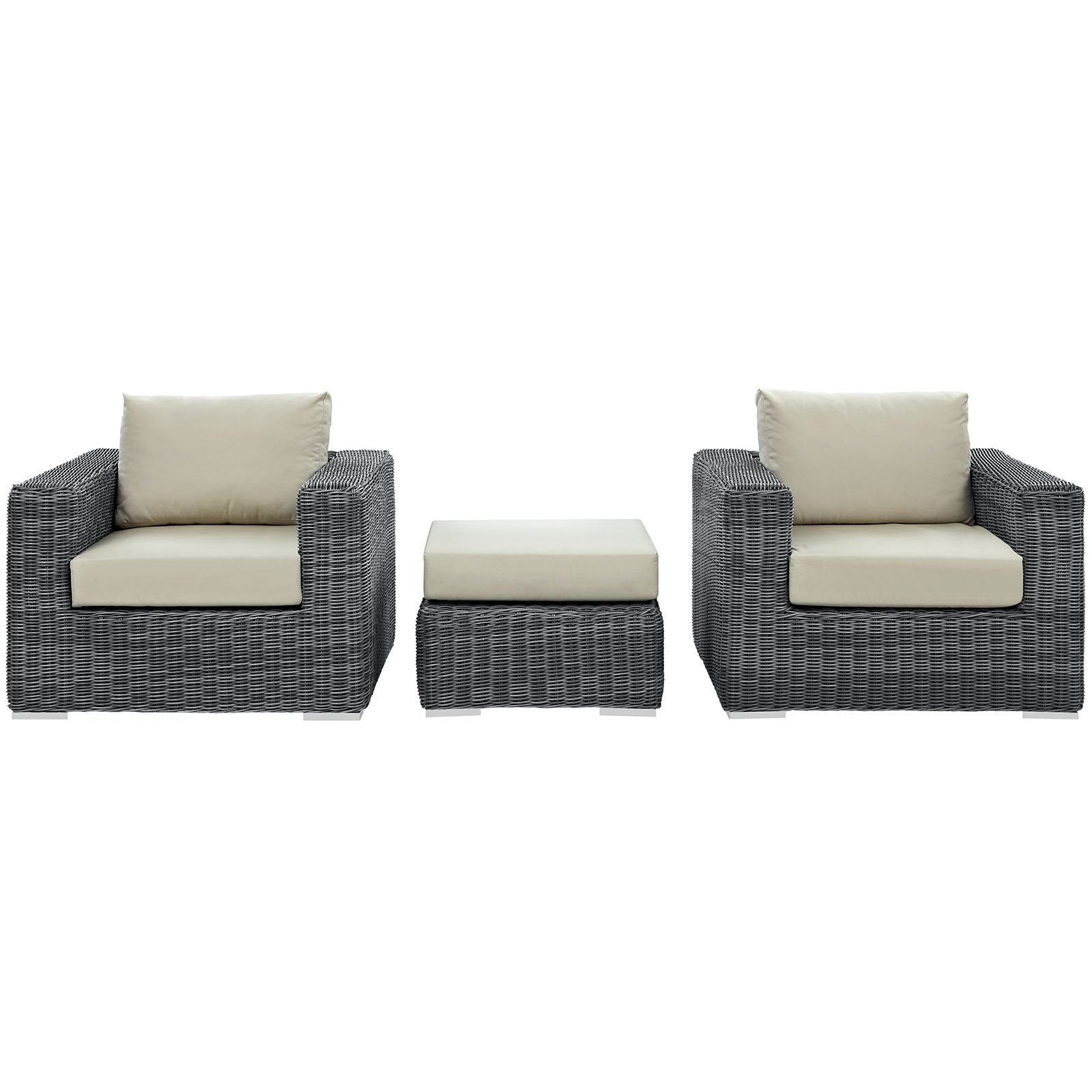 kitchen and dining room sets | CasaFoyer Summon Outdoor Patio Sectional Sofa Set | Two-Tone Rattan | Sunbrella Cushions | Aluminum Frame | Includes Ottoman & Armchairs | casafoyer.myshopify.com