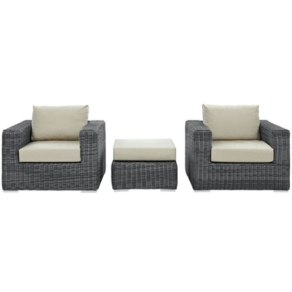 kitchen and dining room sets | CasaFoyer Summon Outdoor Patio Sectional Sofa Set | Two-Tone Rattan | Sunbrella Cushions | Aluminum Frame | Includes Ottoman & Armchairs | casafoyer.myshopify.com