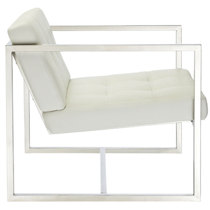 home office desk chairs | CasaFoyer Hover Modern Reception Chair | Mid-Century Lounge Seating | Padded Vinyl Seat | Stainless Steel Frame | White | casafoyer.myshopify.com