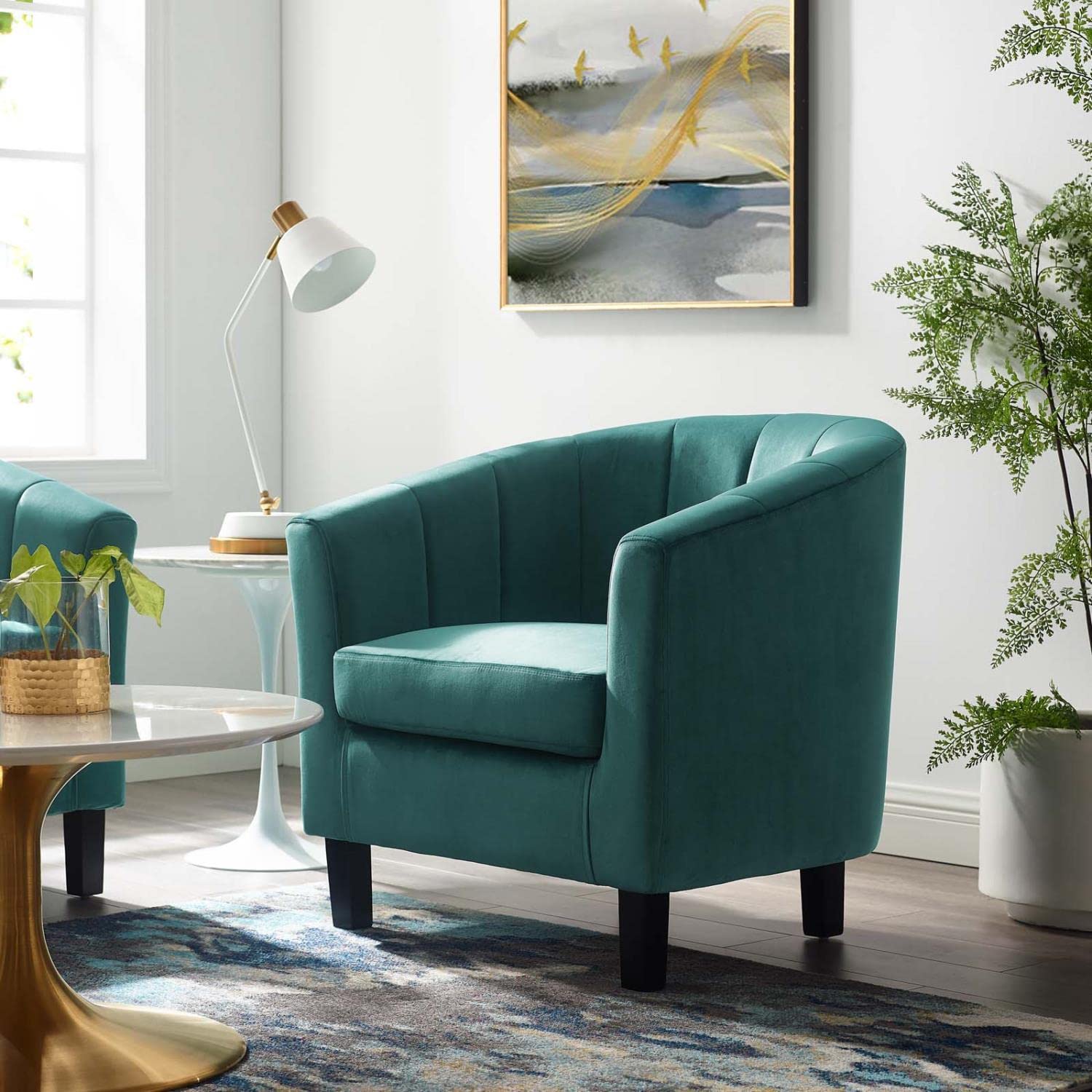 home office desk chairs | CasaFoyer Prospect Performance Velvet Armchair | Stain-Resistant | Channel Tufted | Chesterfield-Inspired Design | Teal | casafoyer.myshopify.com
