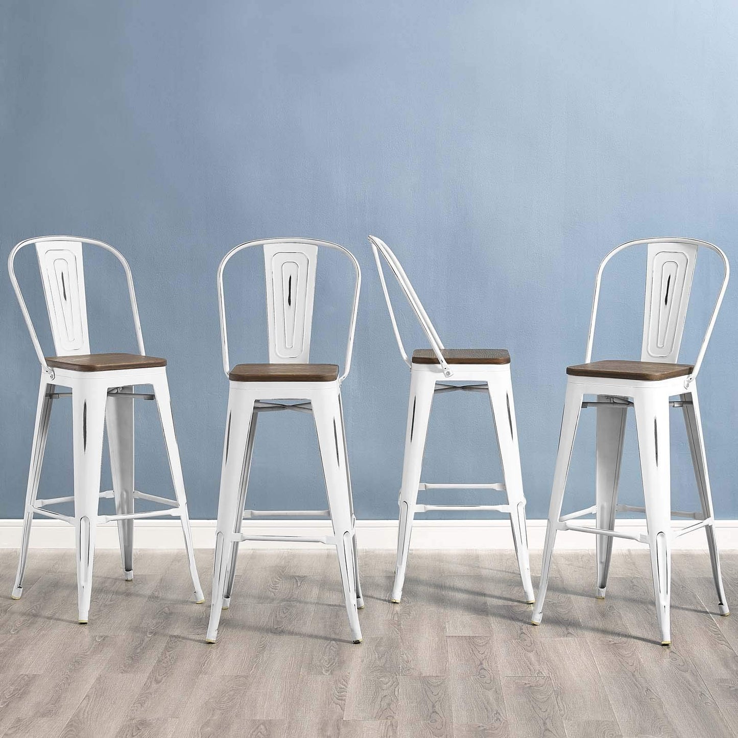 barstools | CasaFoyer Promenade Side Bamboo & Metal Bar Stool | Vintage Steel Finish | Set of 4 | Industrial Modern Design | casafoyer.myshopify.com