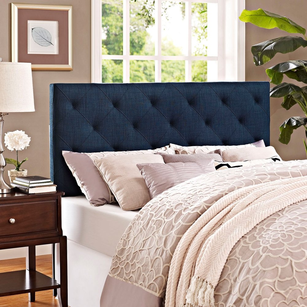 headboards | CasaFoyer Theodore Full Headboard | Timeless Charm | Deep Button Tufting | Sophisticated Design | Box Lines | Navy | casafoyer.myshopify.com