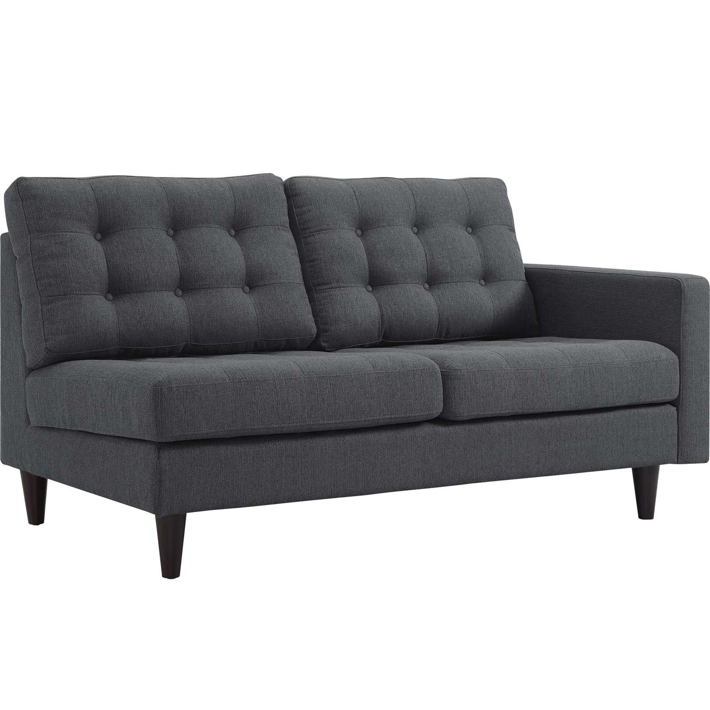 sofas | CasaFoyer Empress Right-Facing Loveseat | Tufted Buttons | Luxurious Cushions | Sturdy Wooden Legs | Gray Fabric Upholstery | casafoyer.myshopify.com