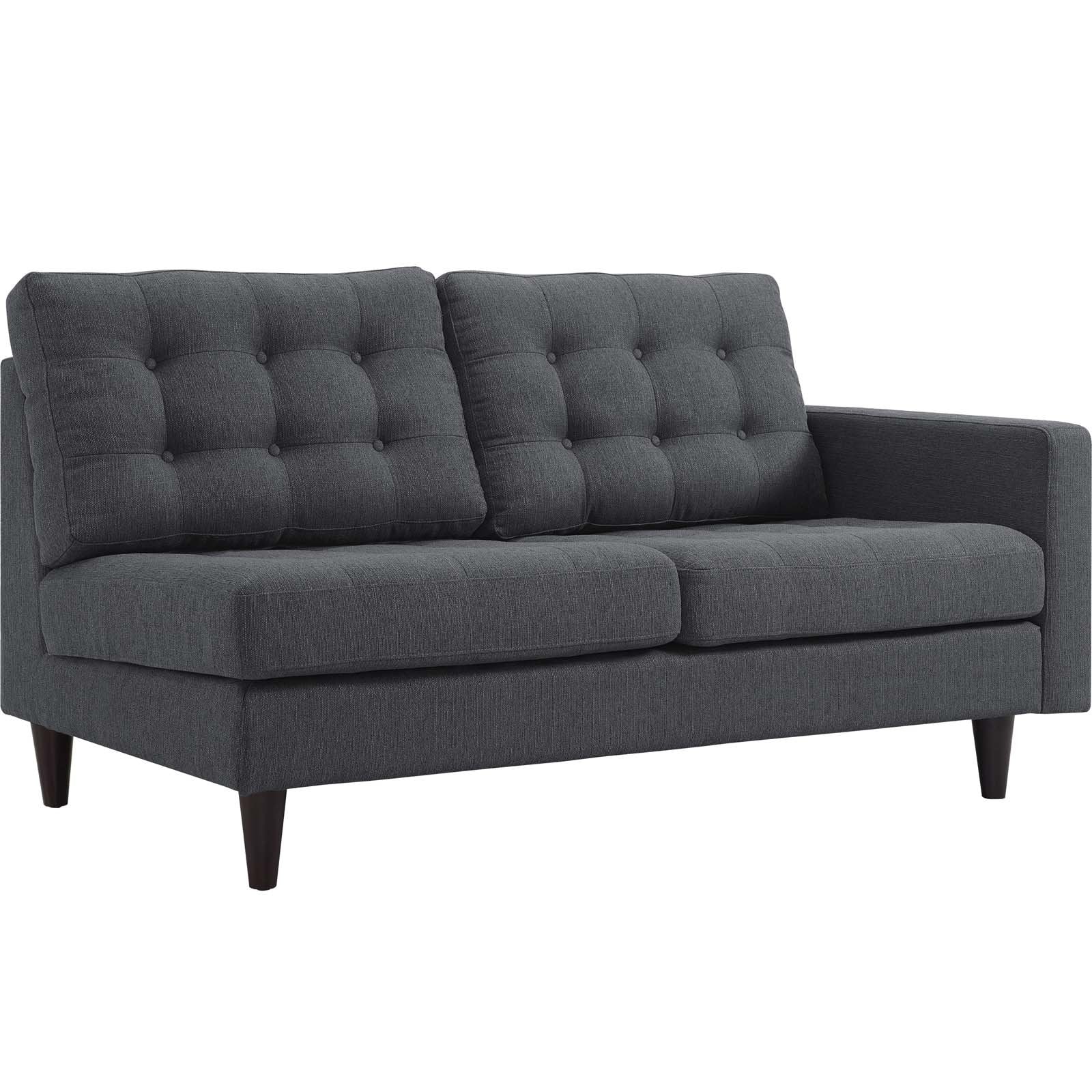 sofas | CasaFoyer Empress Right-Facing Loveseat | Tufted Buttons | Luxurious Cushions | Sturdy Wooden Legs | Gray Fabric Upholstery | casafoyer.myshopify.com
