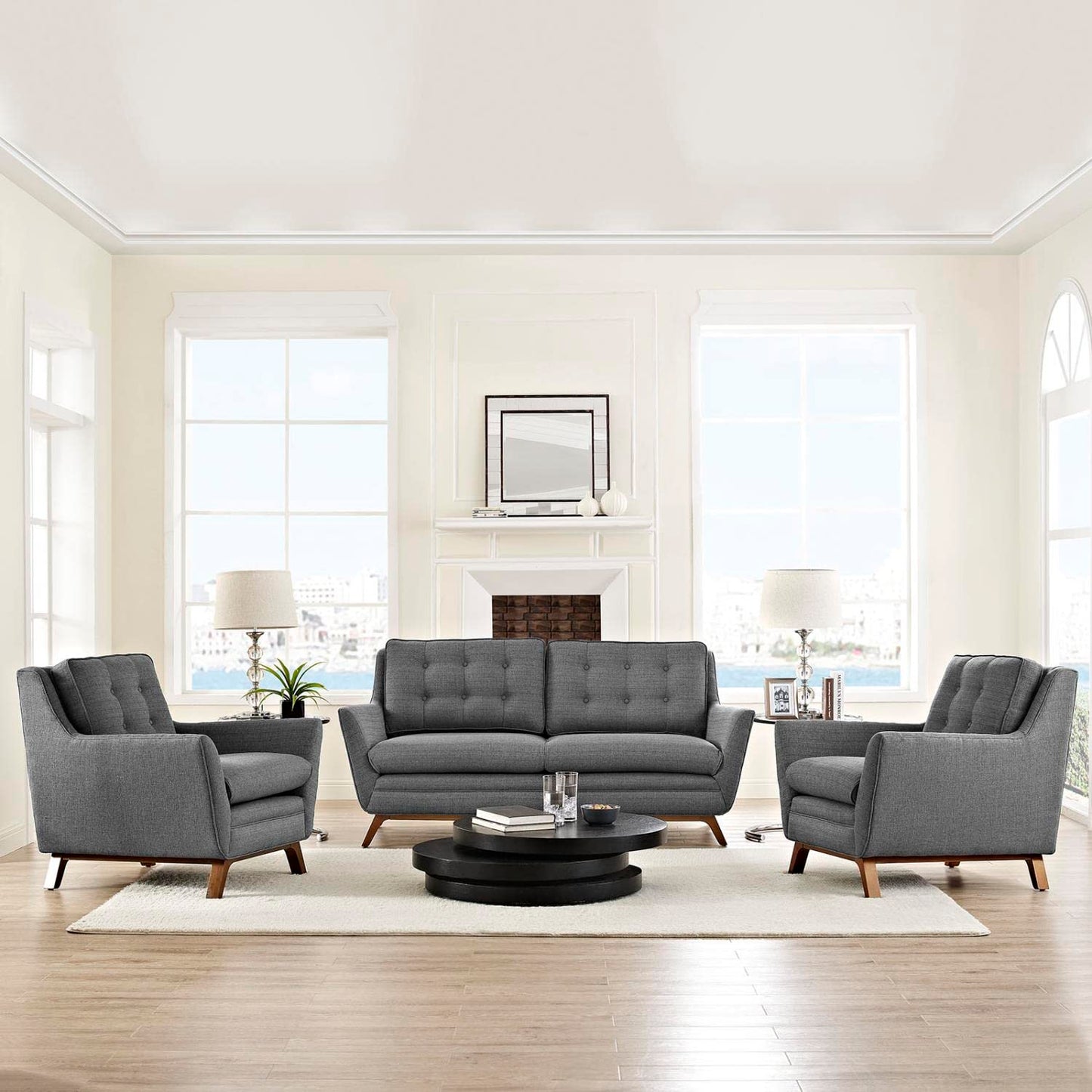 kitchen and dining room sets | CasaFoyer Beguile Collection | Mid-Century Style | Fabric Living Room Set | Gray | casafoyer.myshopify.com