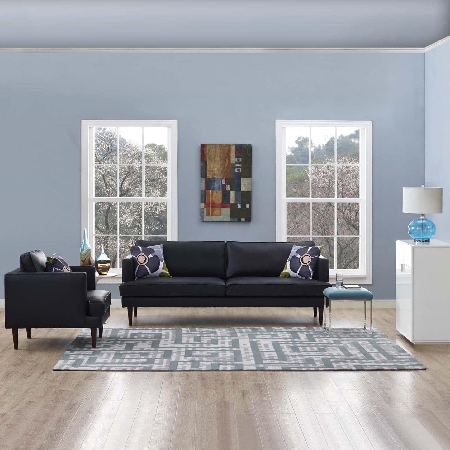 Carpet & Rugs | CasaFoyer Nahia Geometric Maze Area Rug | Modern Design | Soft Polyester Microfiber | Durable Jute Bottom | Stain-Resistant | Non-Shedding | Ideal for Living Room, Bedroom, Entryway | Easy to Maintain | 8x10 Size | Ivory, Light Gray, Sky Blue | casafoyer.myshopify.com