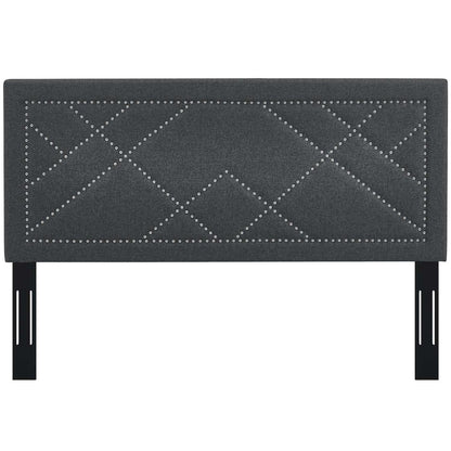 headboards | CasaFoyer Reese Nailhead Full/Queen Headboard | Modern Elegant Design | Adjustable Height | Sturdy Frame | Gray Linen Fabric | casafoyer.myshopify.com