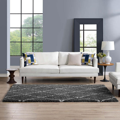 area rugs | CasaFoyer  Toryn Diamond Trellis Shag Area Rug | Dark Gray/Ivory | 5x8 ft | Durable Polypropylene | Non-Shedding | High Density | Easy to Clean | Safe for Kids/Pets | Enhance Your Home | casafoyer.myshopify.com