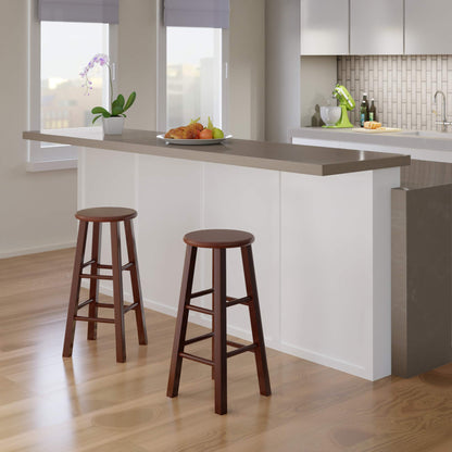 barstools | CasaFoyer Black Bar Stools Set of 2 | 29 Height | Square Legs | Solid Wood | Antique Walnut Finish | Additional Seating | 13.60 W x 13.60 D x 29.1 H | 18.9 lbs | casafoyer.myshopify.com