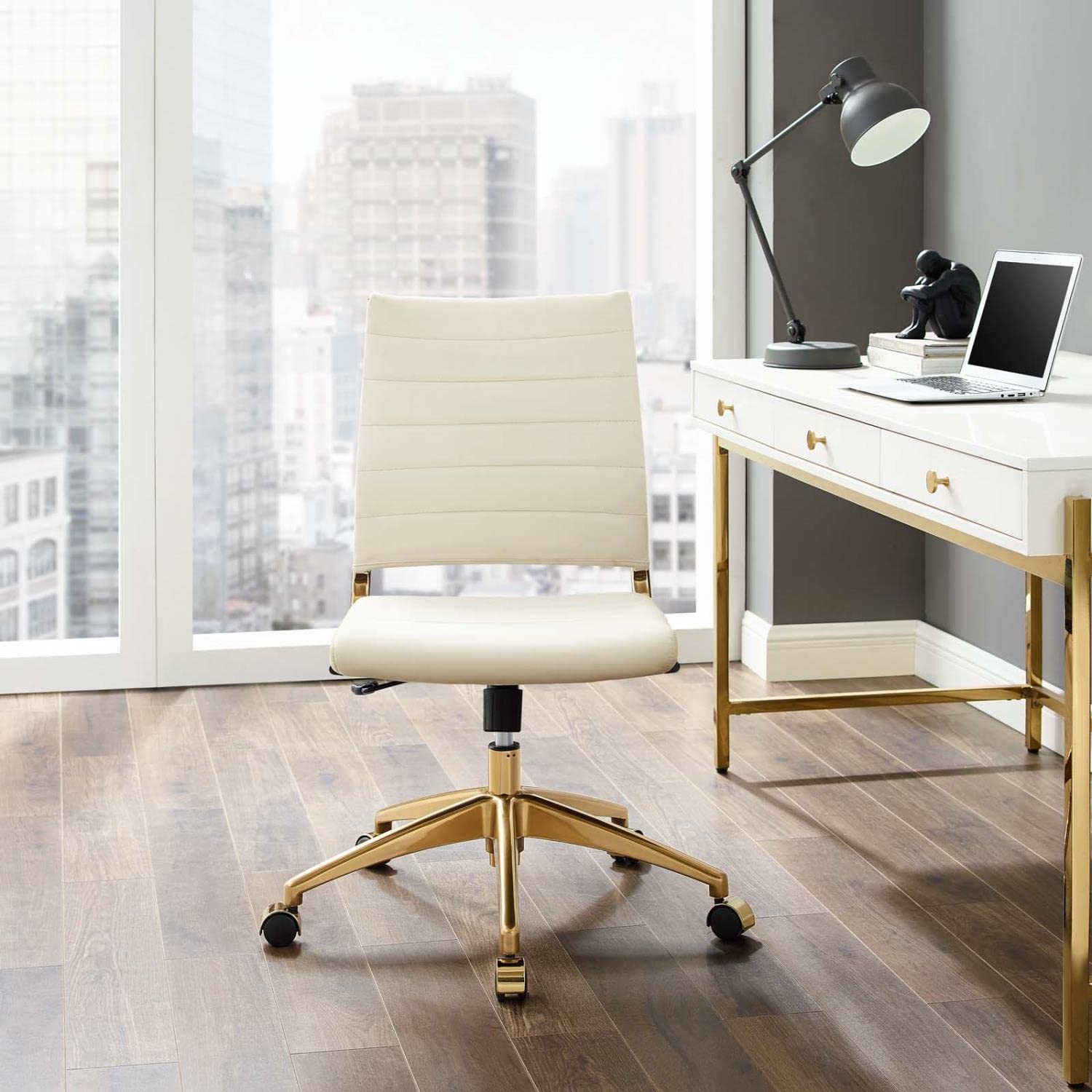home office desk chairs | CasaFoyer Jive Armless Mid Back Office Chair | Stylish & Functional | Stain-Resistant Velvet Upholstery | Chrome-Plated Aluminum Base | Dual-Wheel Casters | Perfect for Modern Offices | casafoyer.myshopify.com