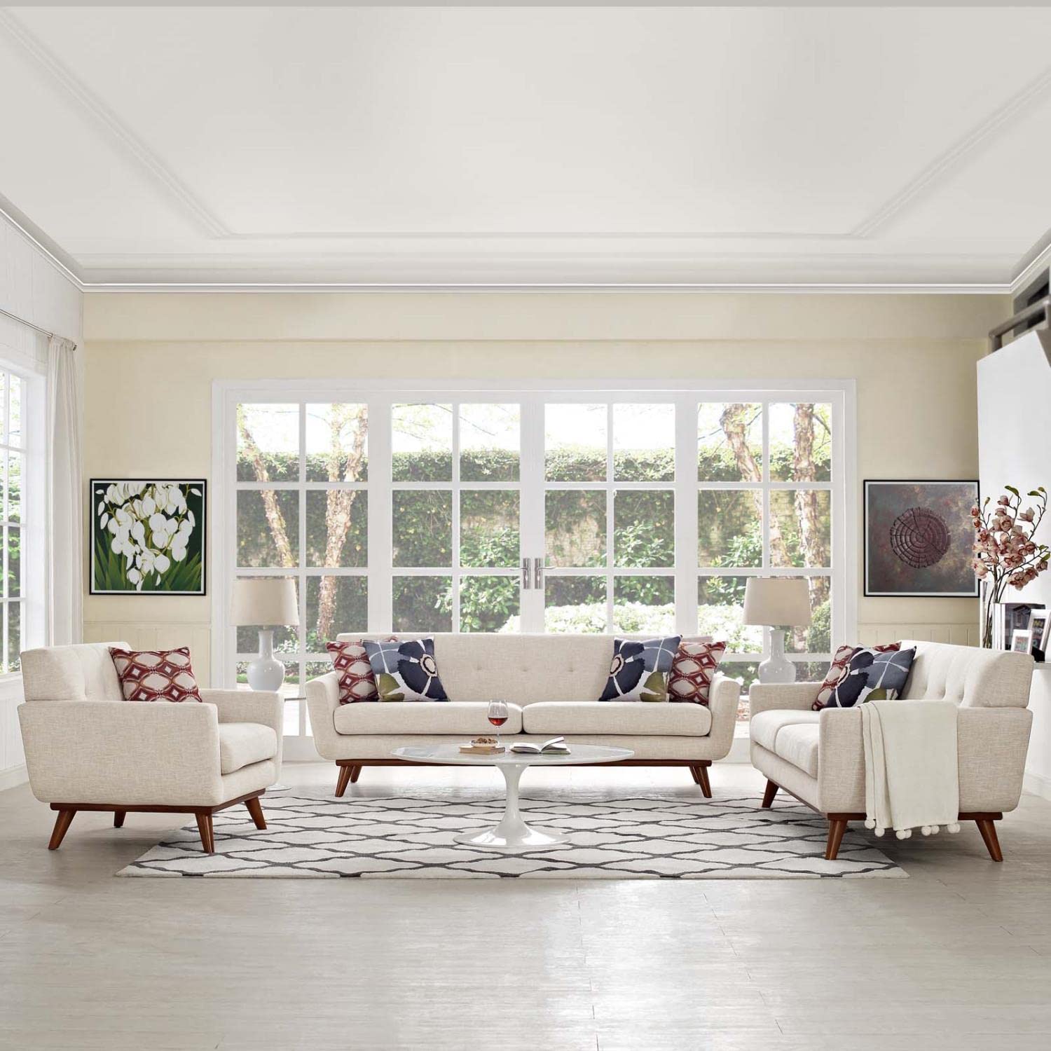 kitchen and dining room sets | CasaFoyer Engage Upholstered Fabric Button Tufted Sofa Furniture Set | Comfortable Lounging | Stylish Design | Sturdy Base | Beige | Includes Armchair, Loveseat, and Sofa | casafoyer.myshopify.com
