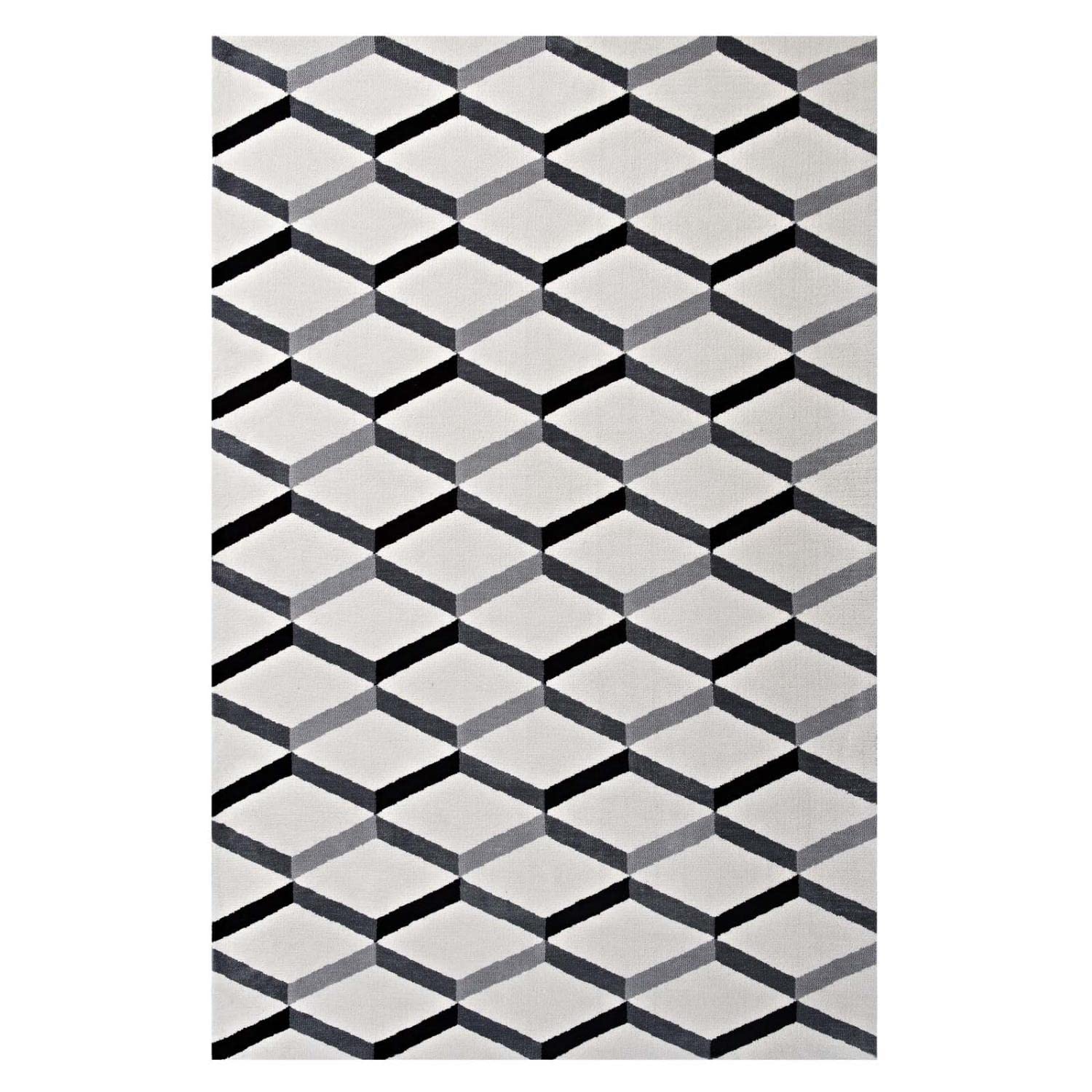 area rugs | CasaFoyer Sigrun Geometric Chevron Area Rug | Modern Design | Soft Polyester Microfiber | Jute Bottom | High-Density Weave | Non-Shedding | Stain-Resistant | Easy to Maintain | 5x8 | Black and White | casafoyer.myshopify.com