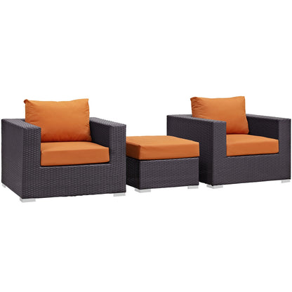 kitchen and dining room sets | CasaFoyer Convene Outdoor Sectional Set | Synthetic Rattan | Aluminum Frame | Weather-Resistant Cushions | Includes Ottoman & Armchairs | casafoyer.myshopify.com