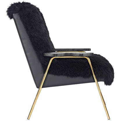 home office desk chairs | CasaFoyer Sprint Armchair | Luxurious Sheepskin | Foam Padding | Gold-Accented Legs | Solid Oak Armrests | Chic & Glamorous Vibe | casafoyer.myshopify.com