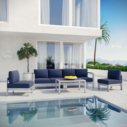 kitchen and dining room sets | CasaFoyer Shore Outdoor Patio Collection | Comfortable & Durable Aluminum Sectional Sofa Set | Silver Navy | casafoyer.myshopify.com