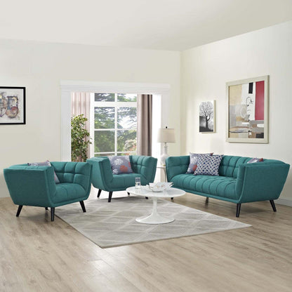 kitchen and dining room sets | CasaFoyer Bestow Collection | Wide Silhouette Sofa & Armchair Set | Teal Upholstery | Button Tufting | Foam Padding | Black Wood Legs | Mid-Century & Contemporary Decors | casafoyer.myshopify.com