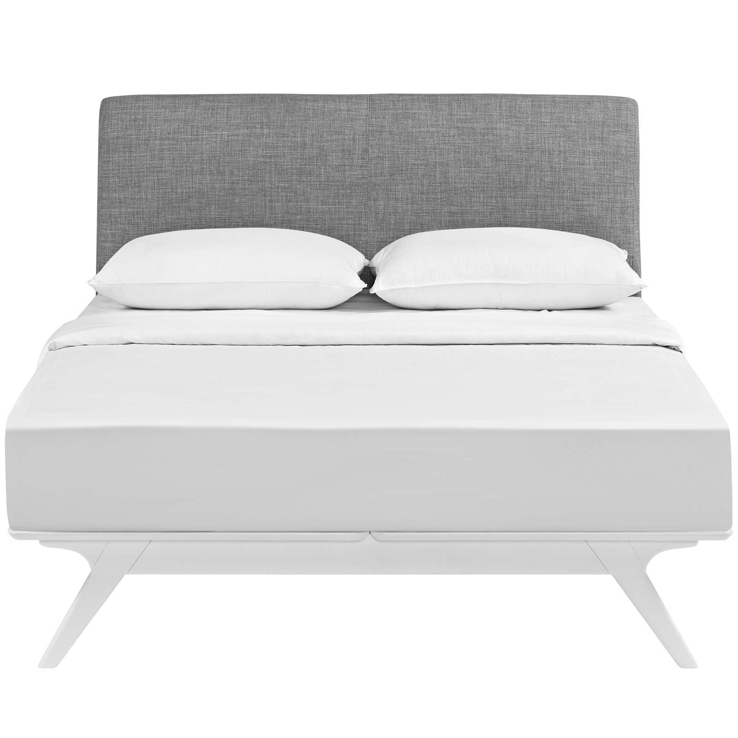 Bed | CasaFoyer  Tracy King Size Platform Bed | Durable MDF | Open Design | Foam Padded Headboard | Easy to Maintain | White Finish | casafoyer.myshopify.com