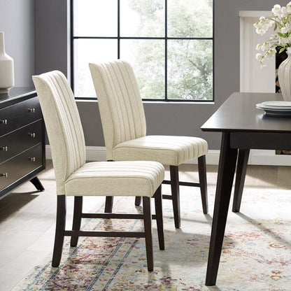 home office desk chairs | CasaFoyer Motivate Parsons Dining Side Chair Set of 2 | Elegant Channel Tufted Upholstery | Soft Polyester Fabric | Foam Padded Seat | Solid Wood Frame | Modern Home Decor | Beige | casafoyer.myshopify.com