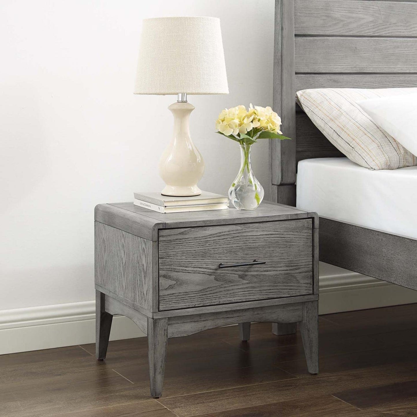 TABLE | CasaFoyer Georgia Wood Nightstand | Rustic Charm meets Modern Farmhouse Style | Solid Rubberwood with Wood Grain Veneer | Ample Storage & Streamlined Design | Assembly Required | Perfect for Bedroom Decor | casafoyer.myshopify.com