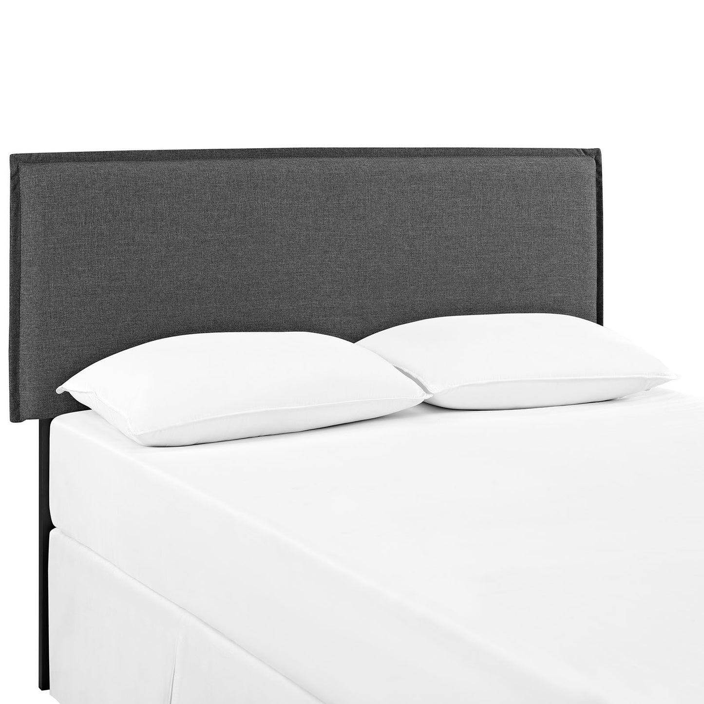 Bed | CasaFoyer  Camille Fabric Upholstered Full Headboard | French Seam Upholstery | Soft Linen Fabric | Solid Wood Frame | Adjustable Legs | Dense Foam Padding | Suitable for Full Beds | Gray | casafoyer.myshopify.com