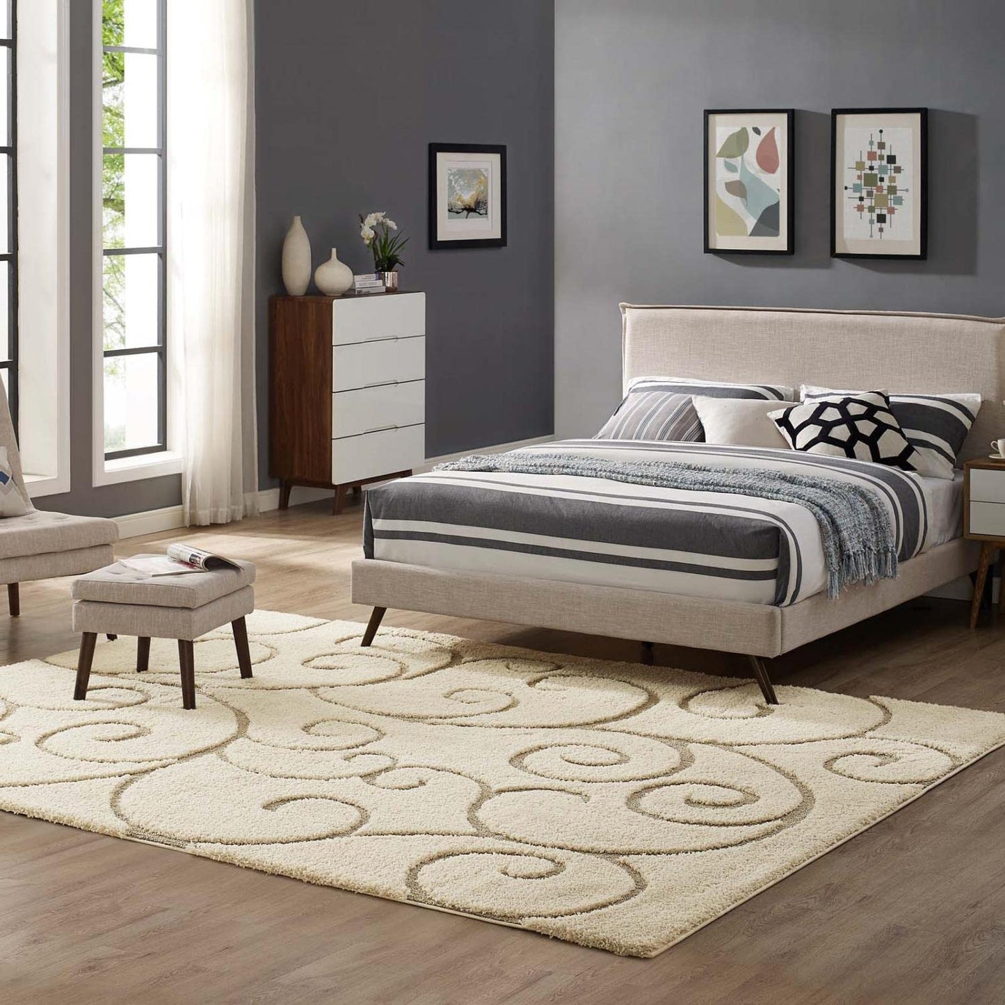 Carpet & Rugs | CasaFoyer Burgeon Scrolling Vine 5x8 Shag Area Rug | Modern Design | Durable Polypropylene | Jute Backing | Stain-Resistant | Easy to Clean | Ideal for Various Rooms | casafoyer.myshopify.com
