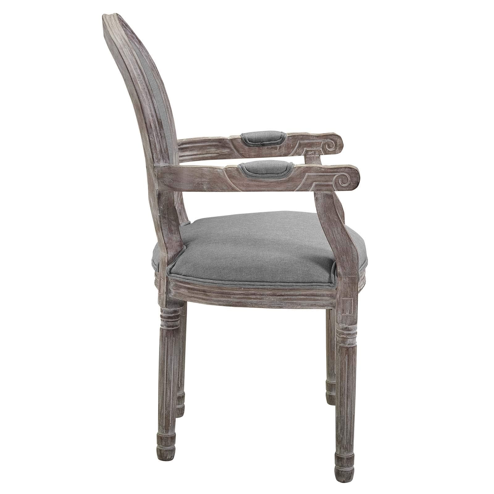 home office desk chairs | CasaFoyer Emanate Dining Armchair Set | Fluted Wood Frame | Upholstered Fabric Seat | Vintage French Aesthetic | Set of 2 | Light Gray | casafoyer.myshopify.com