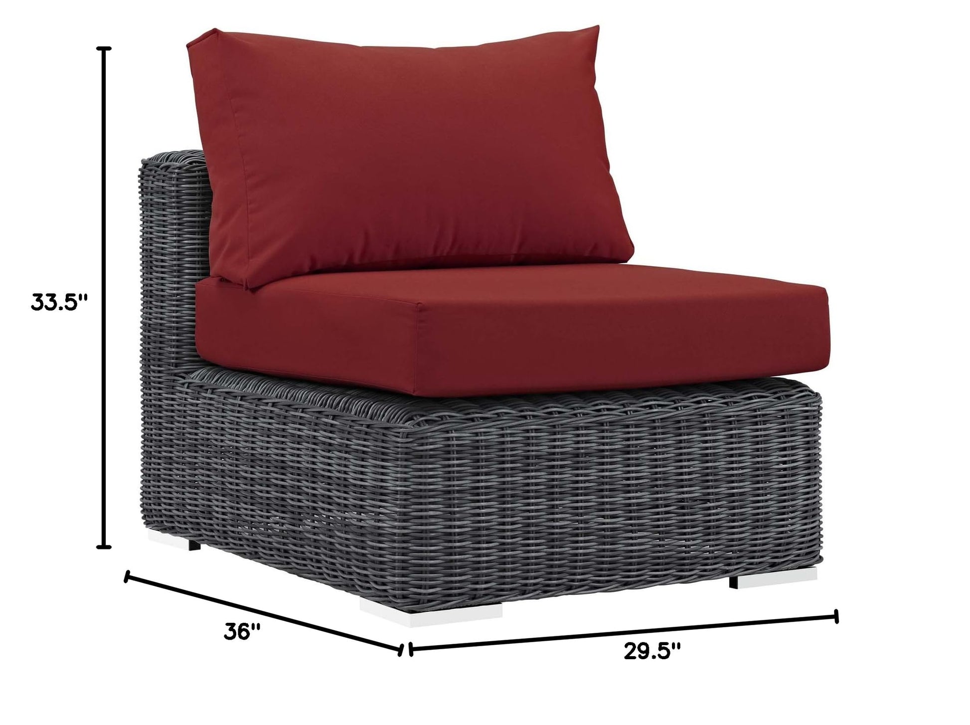 Patio Furniture Sets | Summon Outdoor Patio Armless Sectional Sofa Chair | Ultimate Comfort & Quality | Two-Tone Rattan Weave | Sunbrella Cushions | UV Protection | Durable Aluminum Frame | Perfect for Patio, Backyard, Poolside | casafoyer.myshopify.com