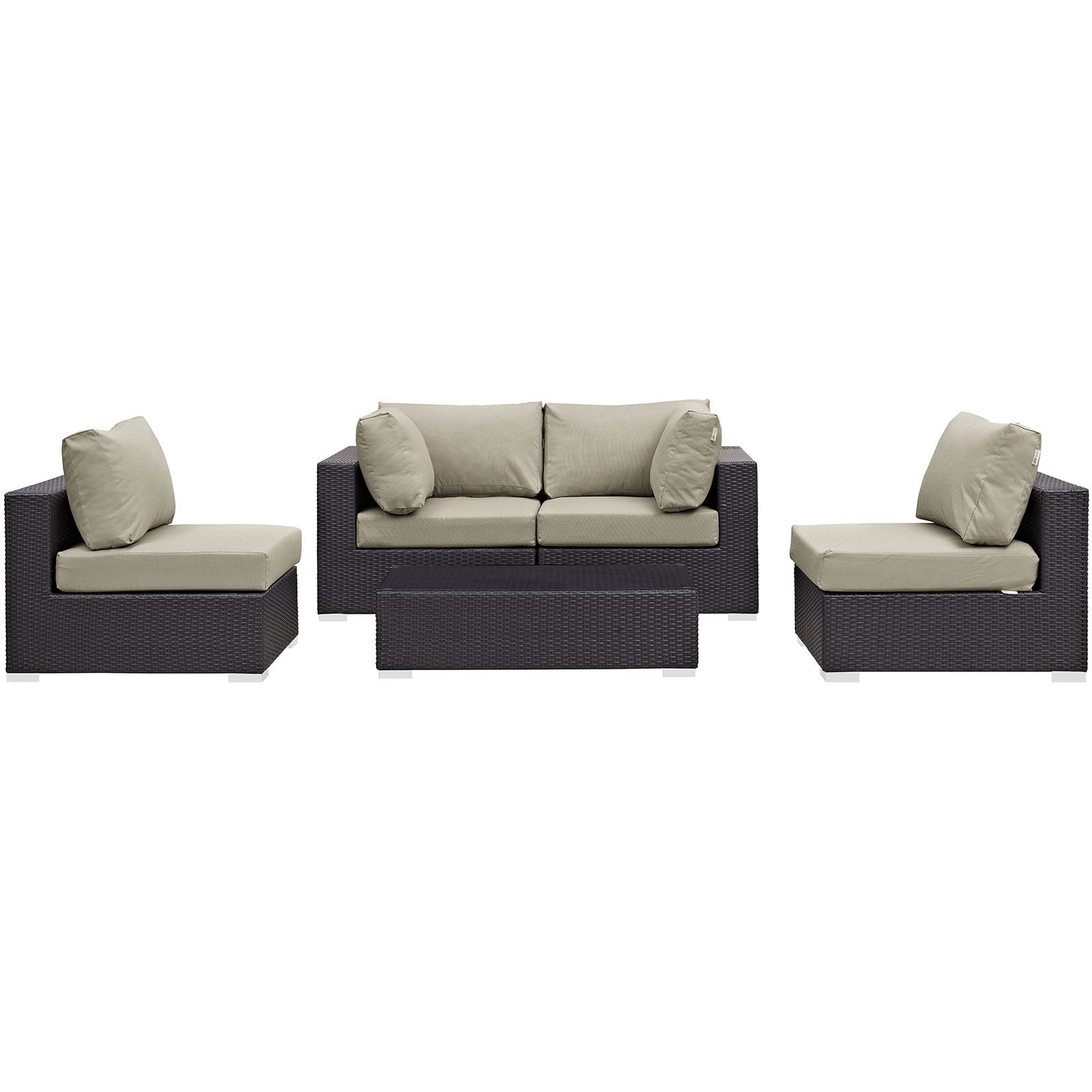 kitchen and dining room sets | CasaFoyer Convene Outdoor Sectional Set | Durable Rattan Weave | Weather-Resistant Cushions | 5 Piece Patio Sofa Set with Coffee Table | Espresso Beige | casafoyer.myshopify.com
