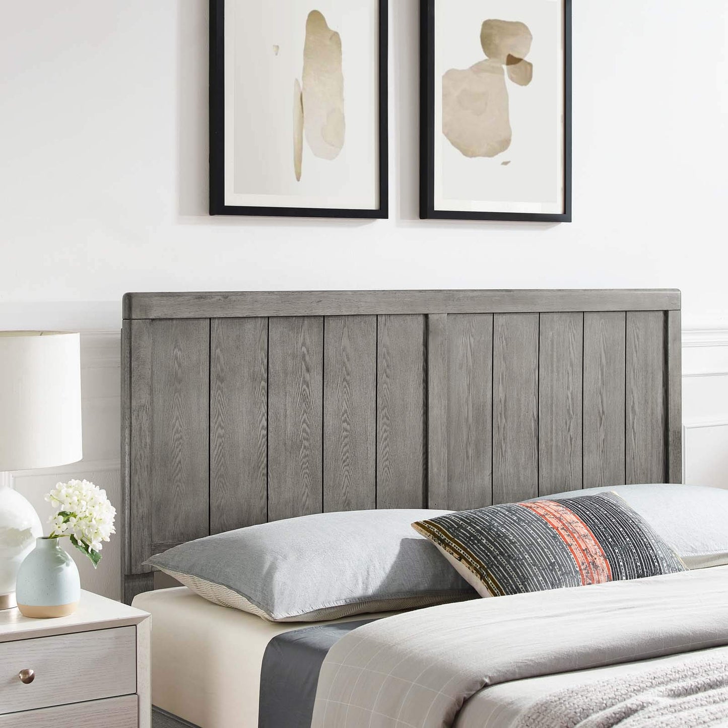 headboards | CasaFoyer Robbie Wood King Headboard | Vintage Charm | Mid-Century Design | Durable Rubberwood | MDF Veneer | Gray | casafoyer.myshopify.com