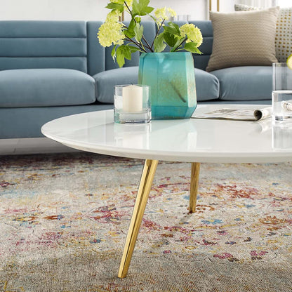 coffee tables | Ergode Lippa 40 Round Coffee Table | Timeless Design | White Lacquered Top | Gold Tripod Base | Perfect for Living Room, Lounge, or Home Office | casafoyer.myshopify.com