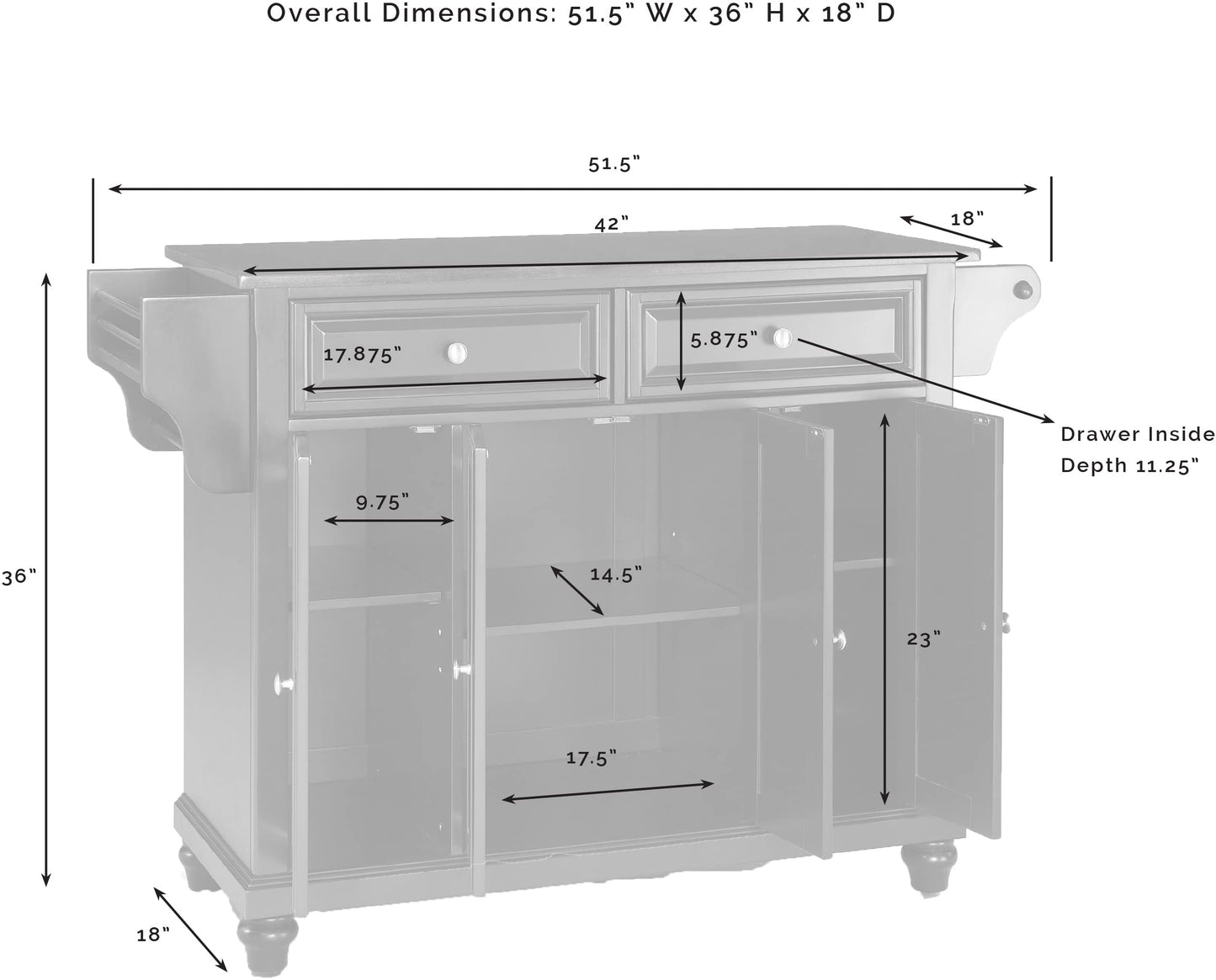 Kitchen Storage | Durable Solid Hardwood Kitchen Island | Elegant Raised Panel Doors | Ample Storage Space | casafoyer.myshopify.com