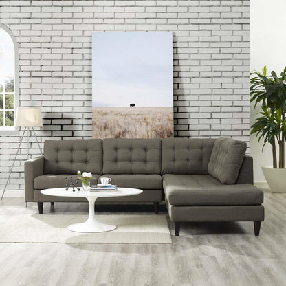 kitchen and dining room sets | CasaFoyer Empress Button Tufted Upholstered Fabric Sectional Sofa Set | Plush Cushions | Regal Armrests | Stain-Resistant Fine Fabric Upholstery | Granite | casafoyer.myshopify.com