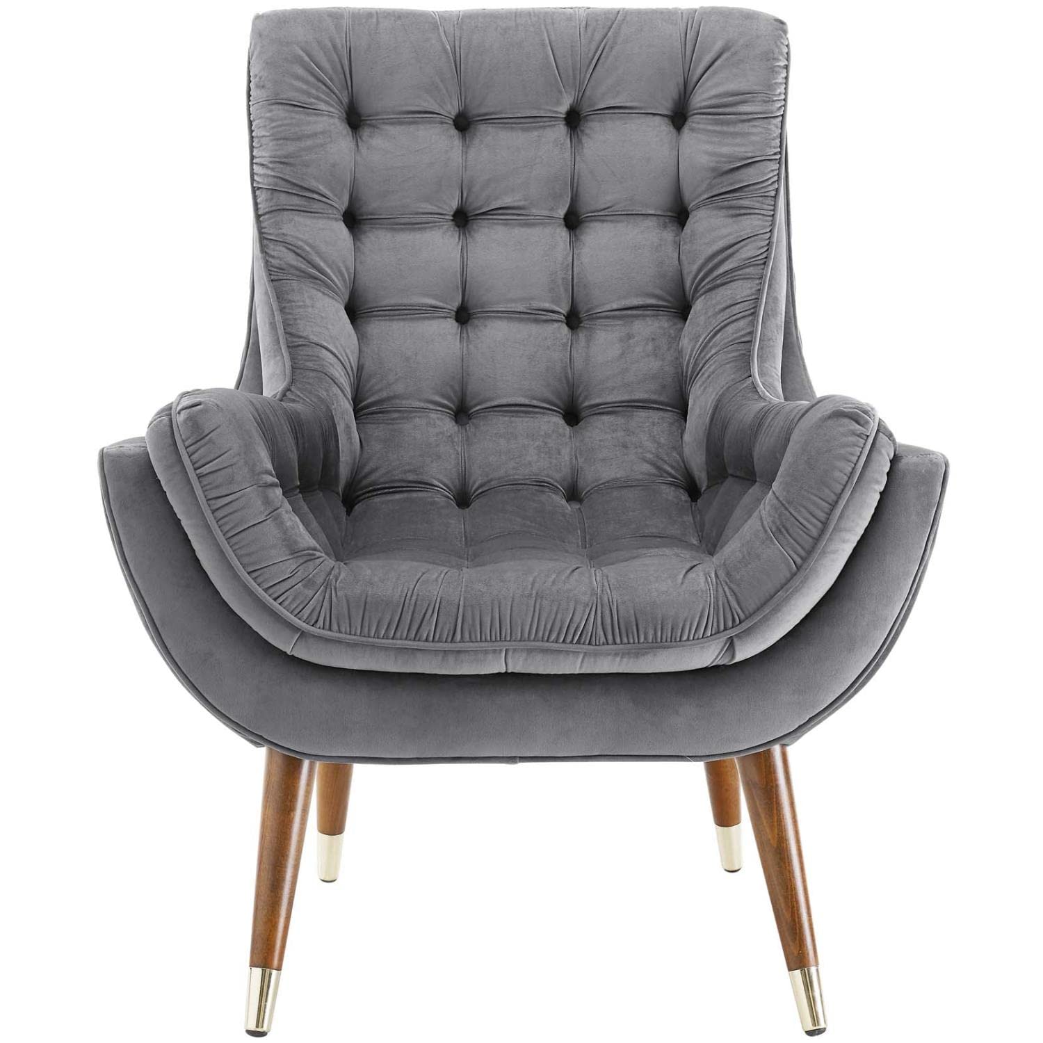 home office desk chairs | CasaFoyer Suggest Performance Velvet Lounge Chair | Elegant Stain-Resistant Design | Plush Cushioning | Gold Accents | Perfect for Living Room, Bedroom, Reading Nook | Gray | casafoyer.myshopify.com