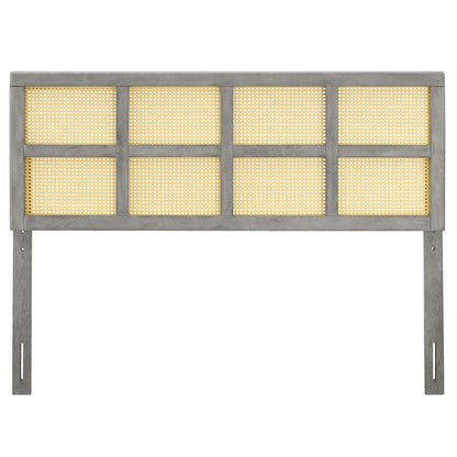 Bed | CasaFoyer Luana Cane Woven Rattan Queen Headboard | Mid-Century Modern Style | Organic Aesthetic | Durable Solid Rubberwood | Customizable | Gray | casafoyer.myshopify.com