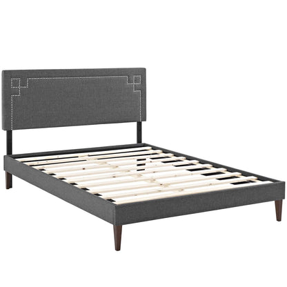 Bed | CasaFoyer Ruthie Platform Bed | Solid Wood Frame | Polyester Upholstery | Tapered Legs | Mid-Century Modern & Contemporary | Mattress not included | casafoyer.myshopify.com