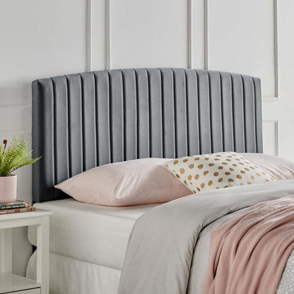 headboards | CasaFoyer Rebecca Twin Channel Tufted Performance Velvet Upholstered Headboard | Elegant, Durable, Stylish | Perfect for Guest, Teen, Kid Bedrooms | Charcoal | casafoyer.myshopify.com