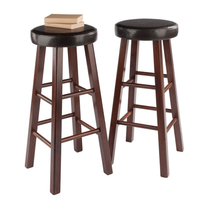 barstools | CasaFoyer Exquisite  Wood Marta Bar Stools - Set of 2 | Antique Walnut Finish | Cushioned Seats | Stable & Durable | Ideal for Home Bars & Game Rooms | casafoyer.myshopify.com